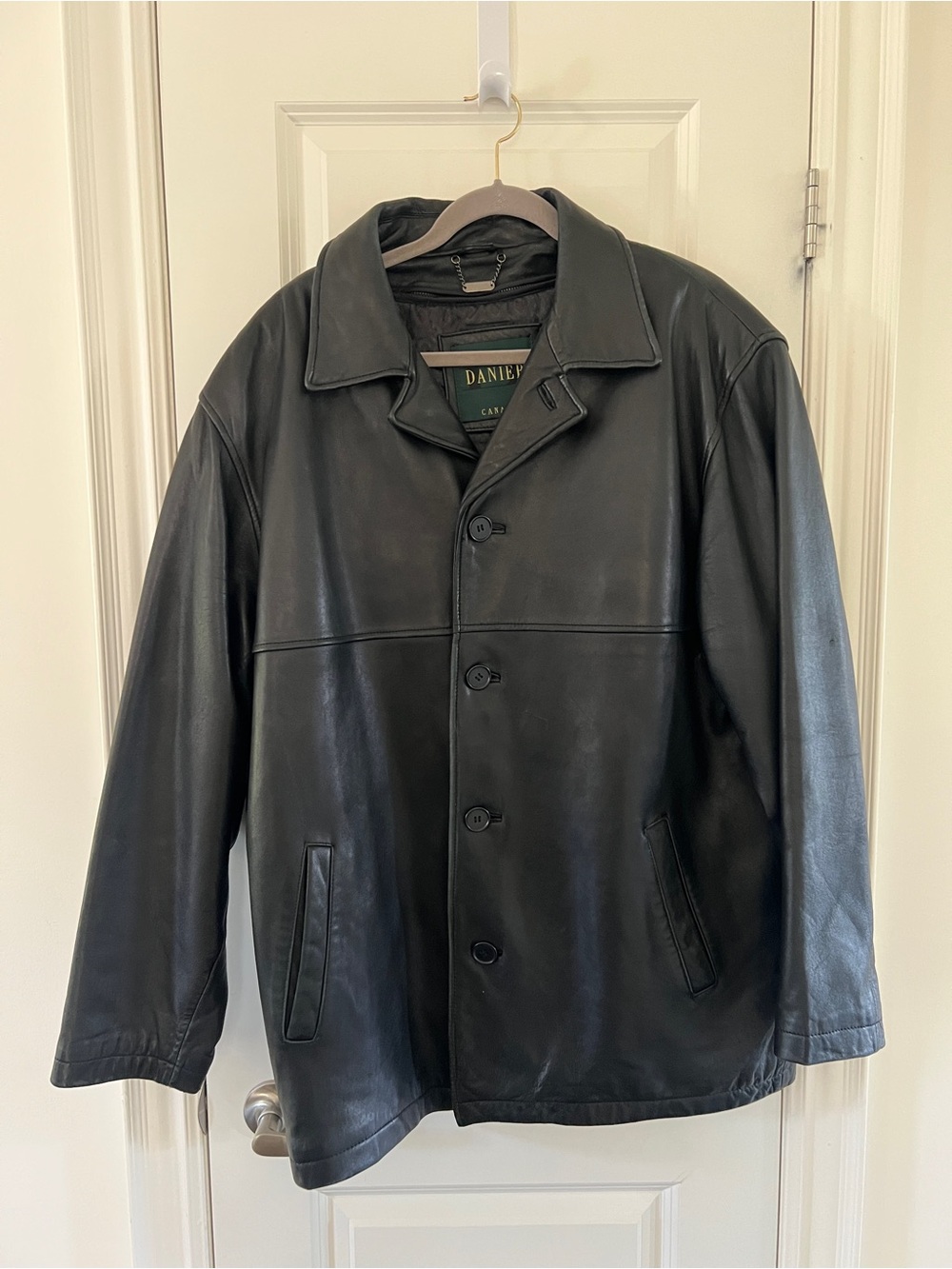 Danier Black Leather Men’s Button-Front Coat